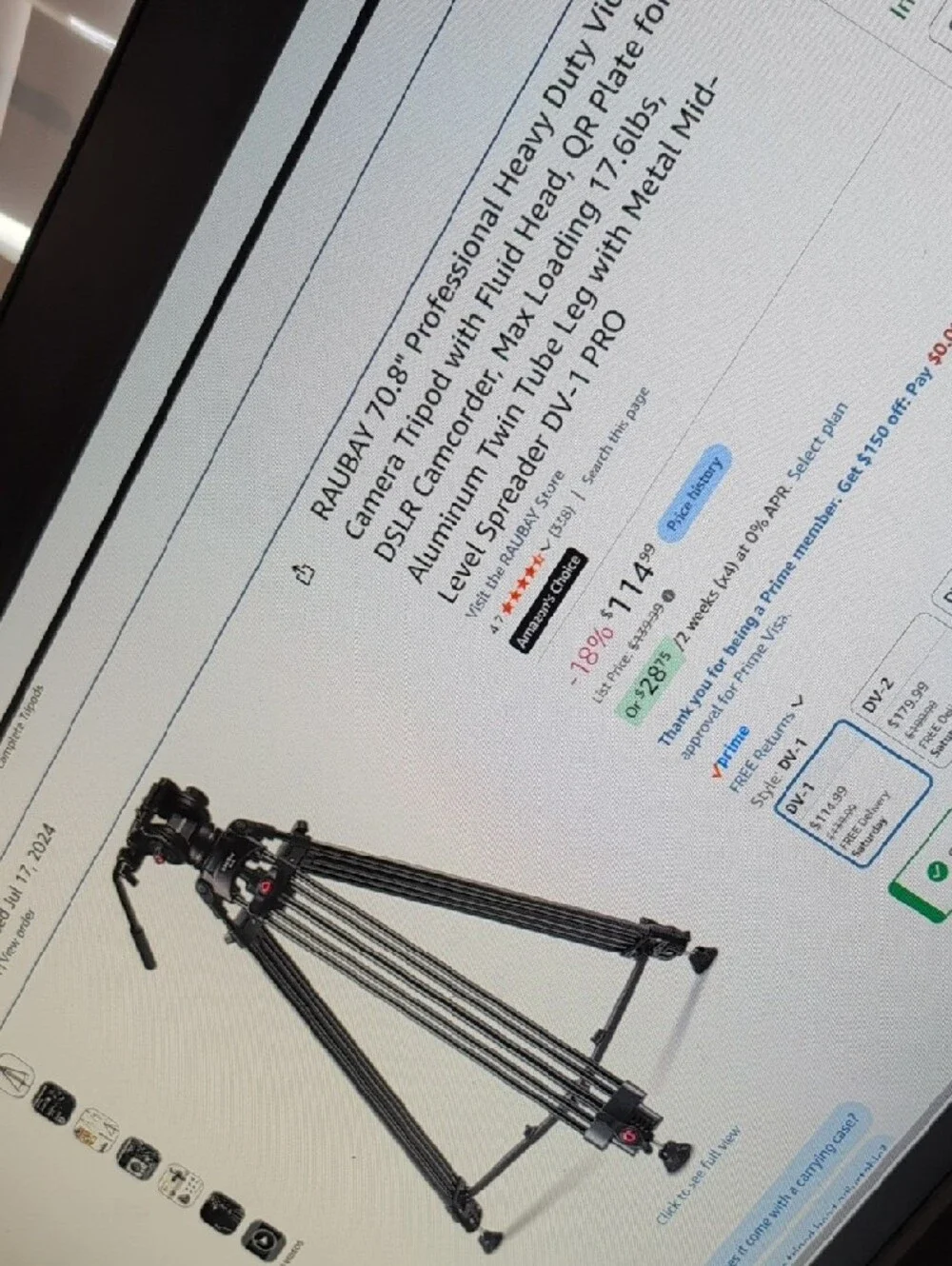 RAUBAY Professional DV-1 Tripod with Carry Bag